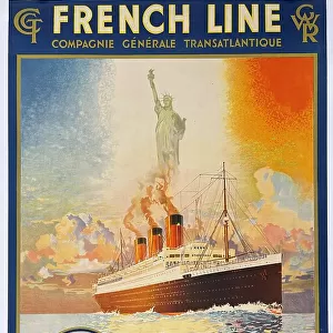 Poster, French Line CGT, Plymouth to New York